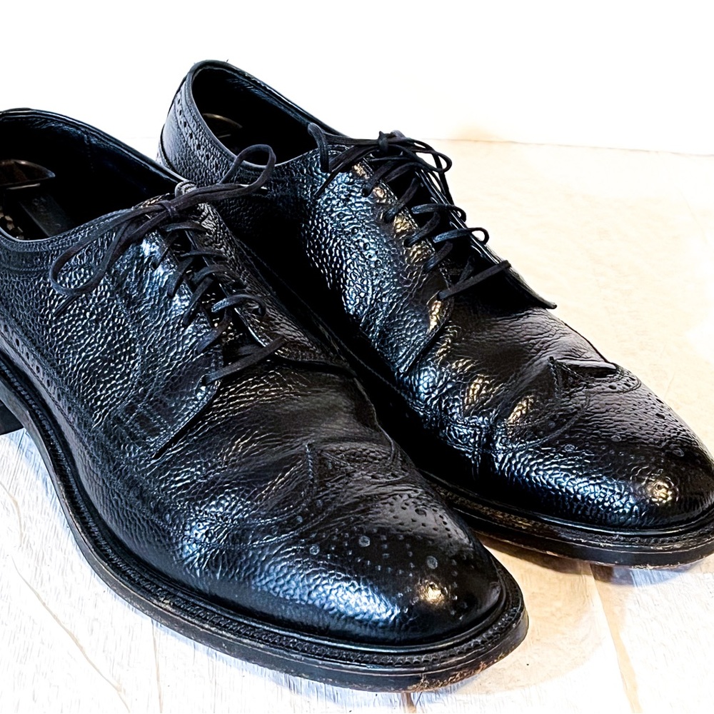 Copeg By Scholl Black Longwing Gunboats Pebble Grain 10C Vintage 1950’s